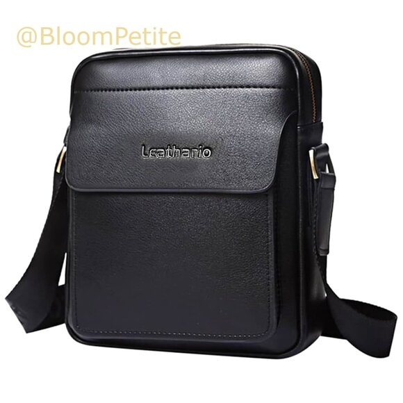 Vegan Leather Crossbody Bag For Men Work Travel Messenger Purse